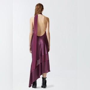 Pinko Plum Backless Halter Midi Dress